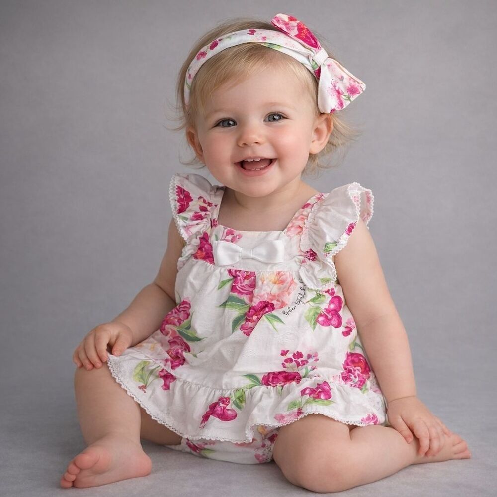 BAKER BY TED‎ BAKER New Kids Baby Dress Set Floral 3Pc Outfit Headband Panty 24M